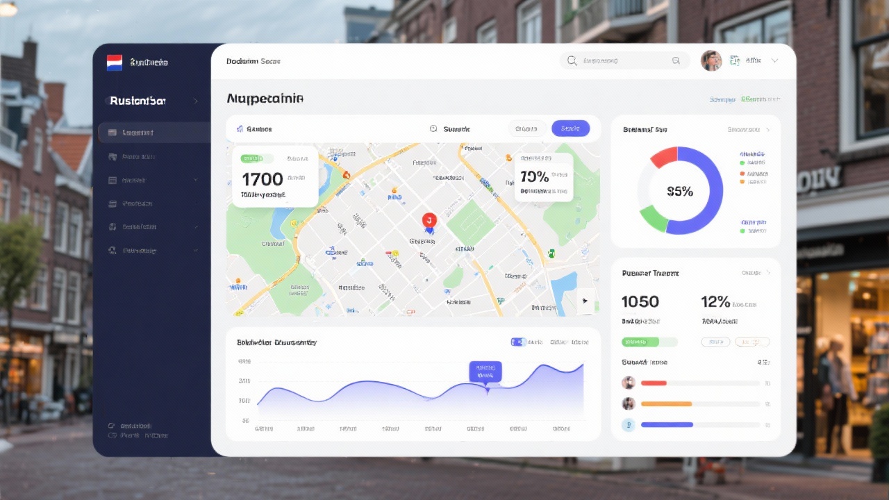 Detailed analytics dashboard showing Dutch local search performance metrics, heatmaps, and conversion trends tailored to neighbourhood level SEO campaigns for retail brands.